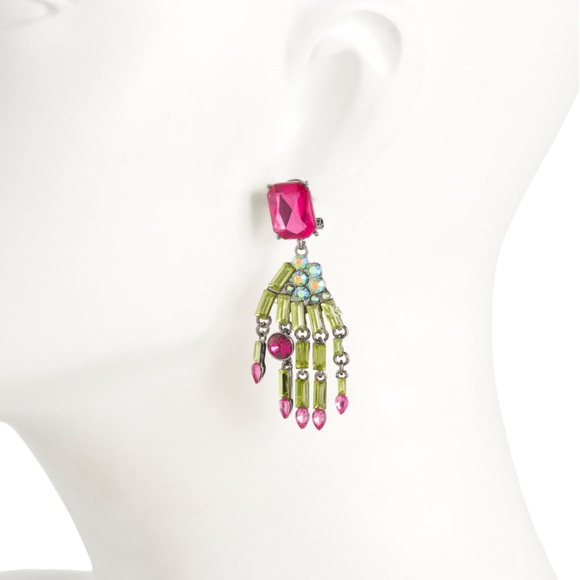 NWT Betsey Johnson Halloween Green Tone Skeleton Drop Earrings - Picture 2 of 5